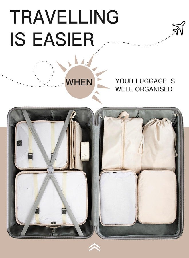TRAILKICKER 9 Set Packing Cubes for Carry on Suitcase Travel Organizer Bags for Luggage Suitcase Organizer Bags Packing Cube Set for Packing Women Men (Beige) - Image 3